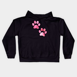 watercolour puppy paws watercolor dog paw pink Kids Hoodie